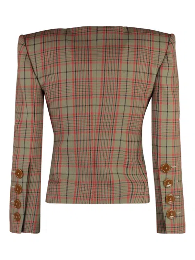 Vivienne Westwood Wood Checked Jacket With Structured Shoulders