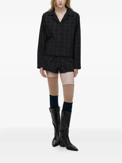 Mainless Plaid Button-front Shorts