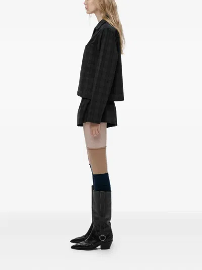 Mainless Plaid Button-front Shorts
