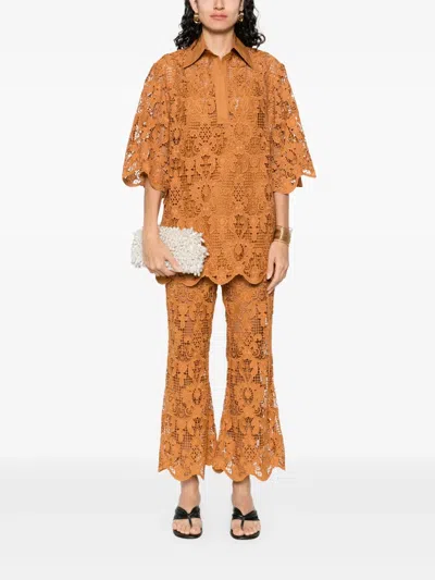 Zimmermann Orange Lace Coco Pant