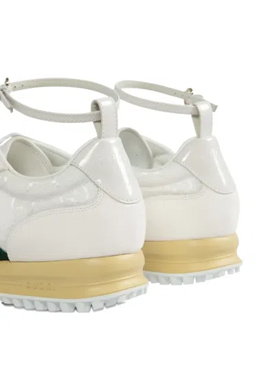 Gucci Motion Sneaker With Adjustable Ankle Strap In White