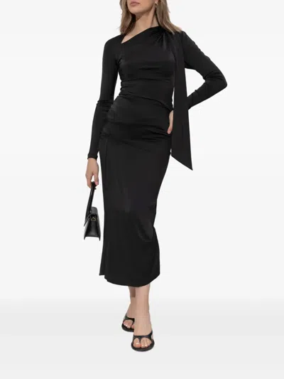 Victoria Beckham Asymmetric Cut Out Crewneck Top In Black