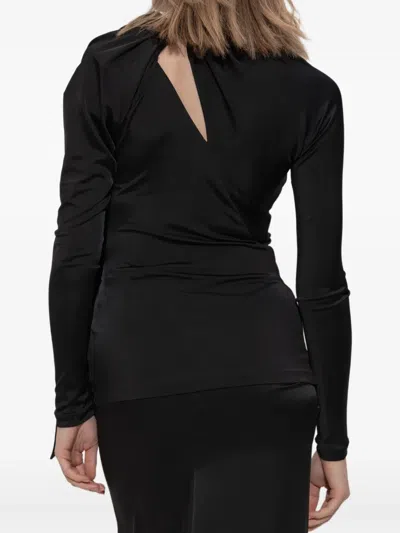 Victoria Beckham Asymmetric Cut Out Crewneck Top In Black