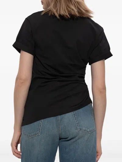 Victoria Beckham Asymmetric Hem Gathered Detail T-shirt In Black