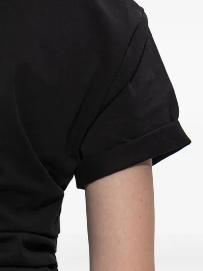 Victoria Beckham Asymmetric Hem Gathered Detail T-shirt In Black