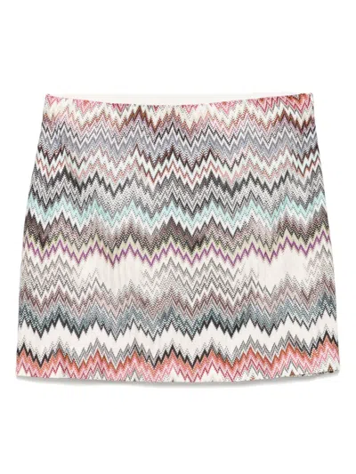 Missoni Handcrafted Zigzag Patterned Above-the-knee Skirt In Multi