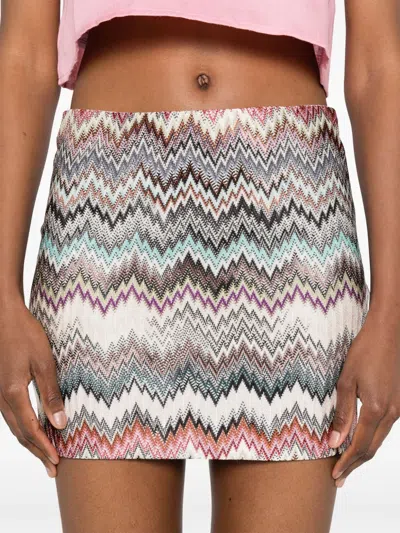 Missoni Handcrafted Zigzag Patterned Above-the-knee Skirt In Multi