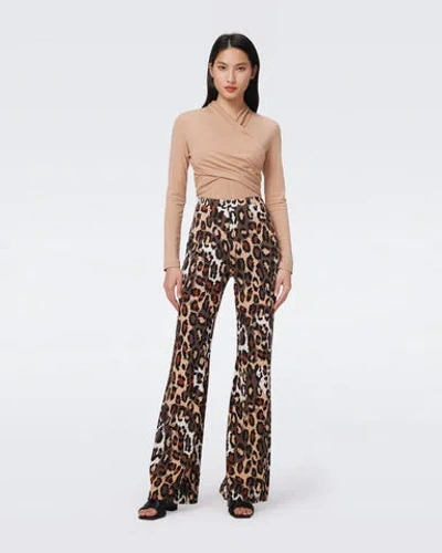Diane Von Furstenberg Brooklyn Leopard-print Flared Jersey Trousers