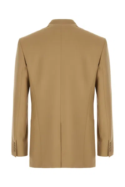 Saint Laurent Wool Gabardine Single-breasted Jacket In Neutrals