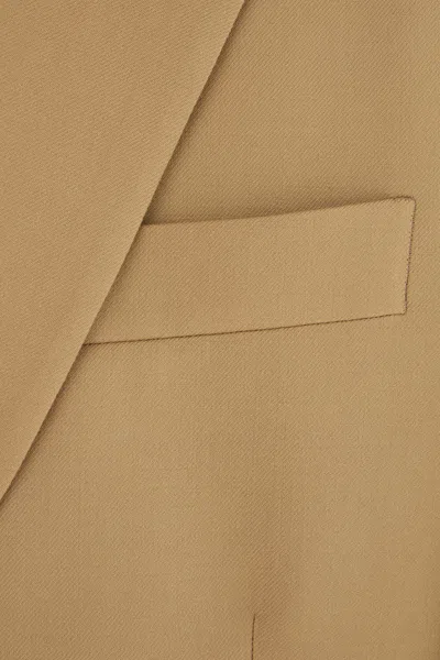 Saint Laurent Wool Gabardine Single-breasted Jacket In Neutrals