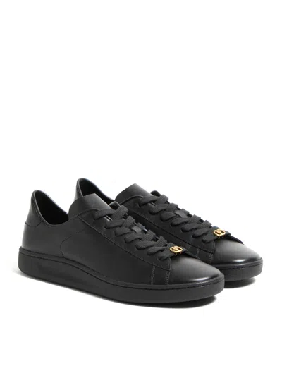 Valentino Royco Nappa Leather Sneakers In Black