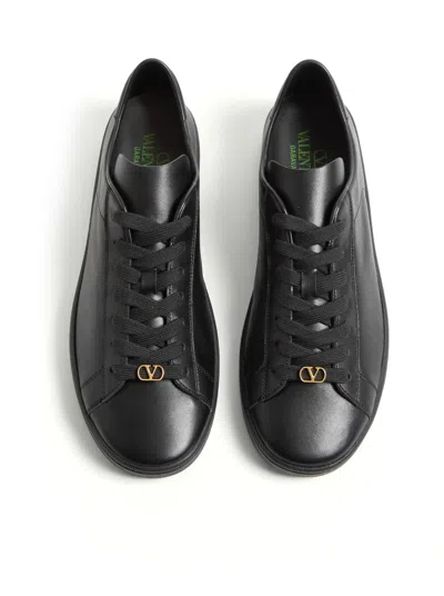 Valentino Royco Nappa Leather Sneakers In Black