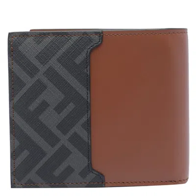 Fendi Leather And Ff Canvas Compact Bi-fold Wallet