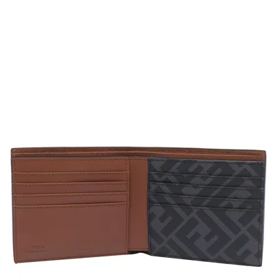 Fendi Leather And Ff Canvas Compact Bi-fold Wallet