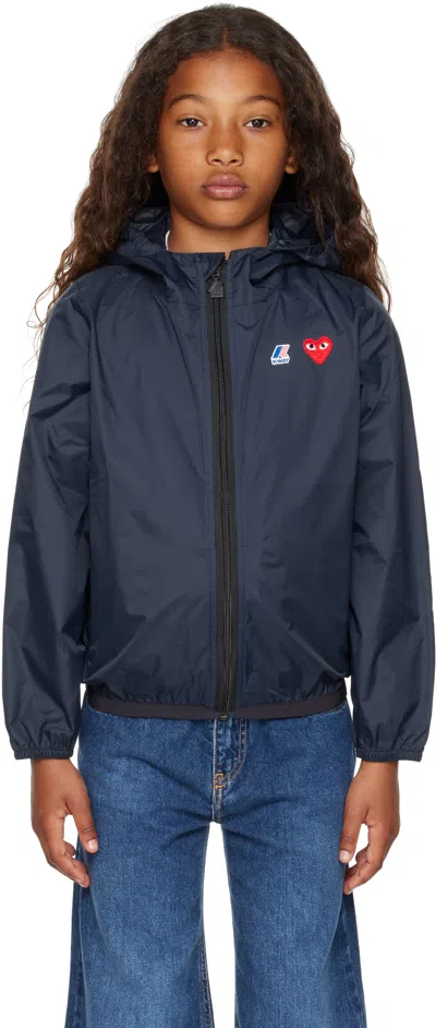 Comme Des Garçons Play Kids Navy K-way Edition Full Zip Jacket