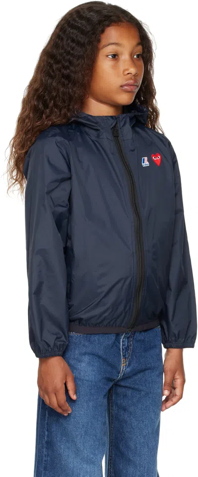 Comme Des Garçons Play Kids Navy K-way Edition Full Zip Jacket