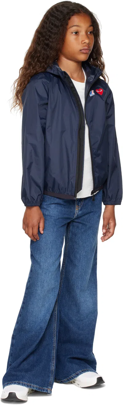 Comme Des Garçons Play Kids Navy K-way Edition Full Zip Jacket