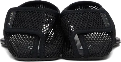 Alaïa Black Fishnet Fabric Thing Sandals In Black