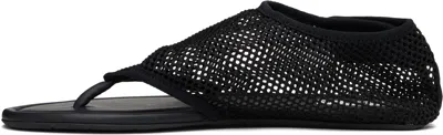 Alaïa Black Fishnet Fabric Thing Sandals In Black