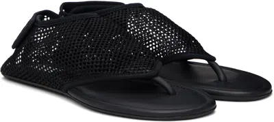 Alaïa Black Fishnet Fabric Thing Sandals In Black