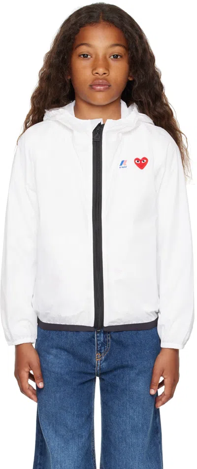 Comme Des Garçons Play Kids White K-way Edition Full Zip Jacket