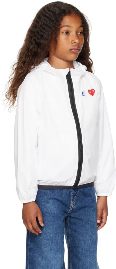 Comme Des Garçons Play Kids White K-way Edition Full Zip Jacket