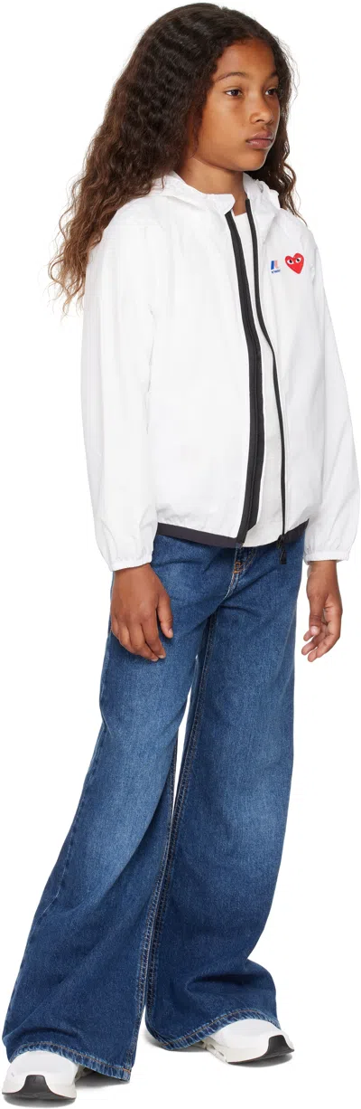 Comme Des Garçons Play Kids White K-way Edition Full Zip Jacket