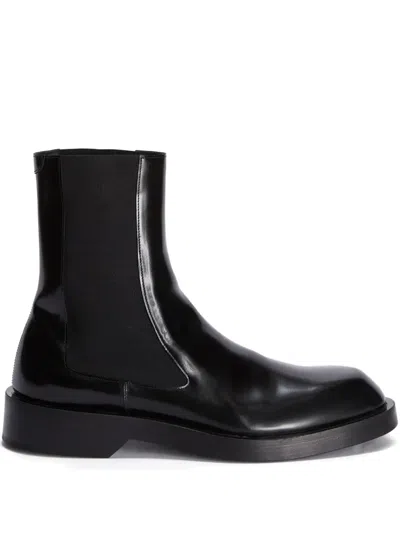 Jil Sander Leather Ankle Boots In Black