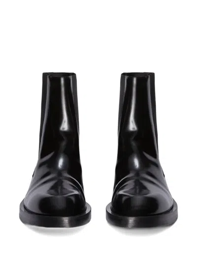 Jil Sander Leather Ankle Boots In Black