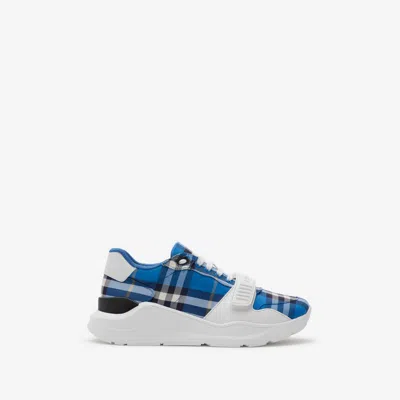 Burberry New Regis Vintage Check Sneakers In Blue