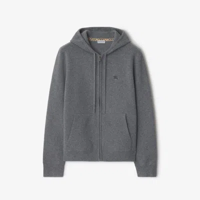 Burberry Cashmere-blend Zip-up Slim Hoodie In Gray