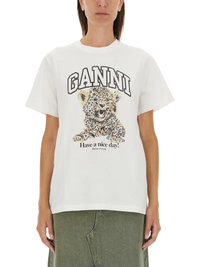 Ganni Leopard Print Relaxed Jersey T-shirt