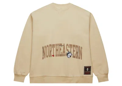 Pre-owned Travis Scott X Mitchell & Ness Northeastern Huskies Pullover Sweatshirt In Tan