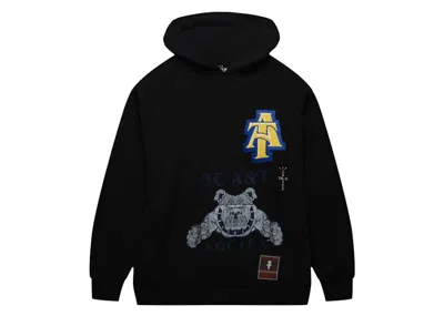 Pre-owned Travis Scott X Mitchell & Ness North Carolina A&t Aggies Overlap Pullover Hoodie In Black