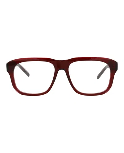 Pre-owned Givenchy Men's  Squareframe Acetate Optical Frames In Bordeaux Bordeaux Transparent (gv50053i/54/069)