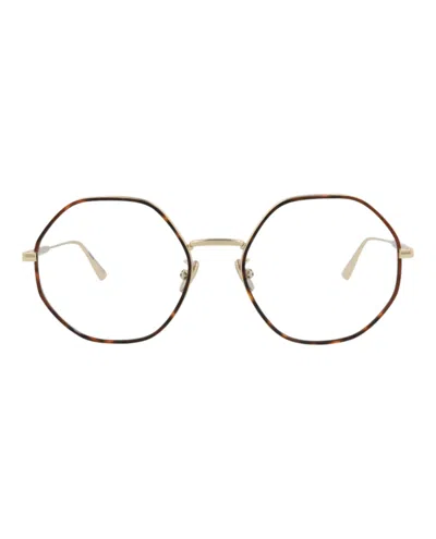 Pre-owned Dior Women's  Roundframe Metal Optical Frames In Gold Gold Transparent (cd50019u/55/030)