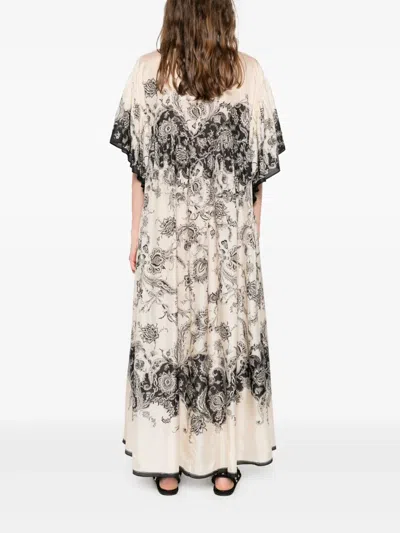 Zimmermann Long Silk Dress With Contrasting Floral Print And Ruching