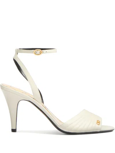 Valentino Ivory Goat Leather Stiletto Sandal With Striped Strap