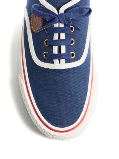 Valentino Garavani Blue Low Top Sneakers With Vlogo Patch On The Side In Cotton Man