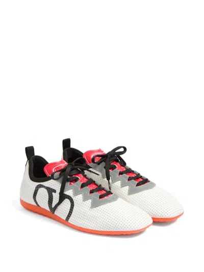 Valentino Garavani White Sneakers With Asymmetric Toe And Vlogo Detail On The Side In Tech Fabric Ma