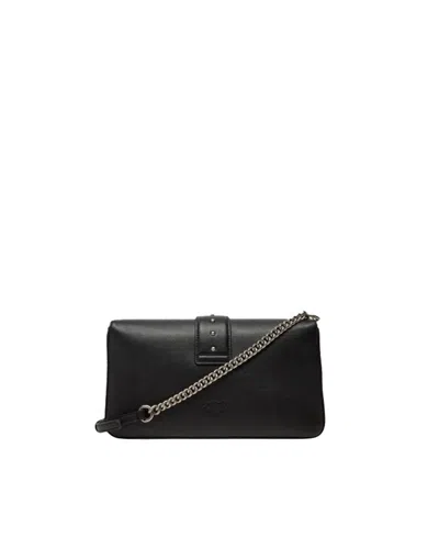 Pinko Love One Classic Leather Shoulder Bag In Black