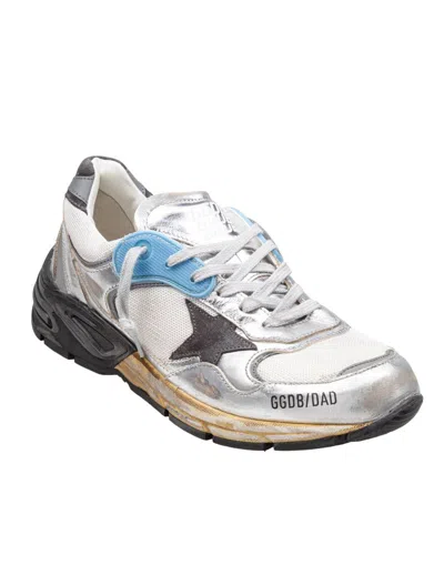 Golden Goose Dad-star Sneakers In Mesh And Laminated Leather Color Grey And Blackrunning