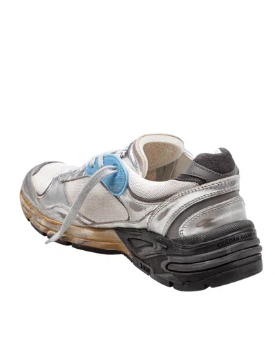 Golden Goose Dad-star Sneakers In Mesh And Laminated Leather Color Grey And Blackrunning