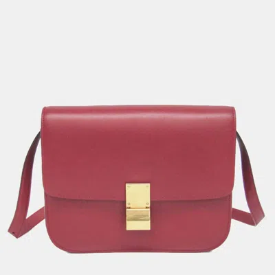 Pre-owned Celine Red Color Leather Classic Box Medium Shoulder Bag