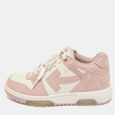 Pre-owned Off-white White/pink Leather Hg Runner Low Top Sneakers Size 37