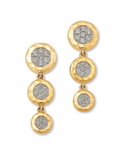 Bloomingdale's Fine Collection Diamond Bezel Cluster Drop Earrings In 14k Textured Yellow Gold, 0.75 Ct. T. W.
