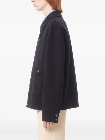 Valentino Knitted Bomber Jacket In Blue