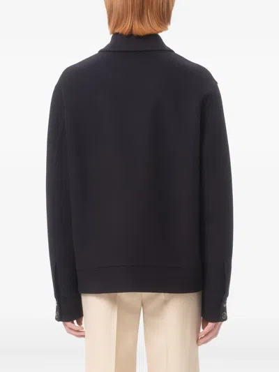 Valentino Knitted Bomber Jacket In Blue