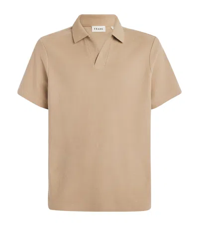Frame Mens Summer Beige Jacquard Short-sleeve Cotton-jersey Polo Shirt In Neutral