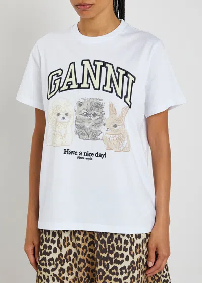 Ganni Animals White T-shirt